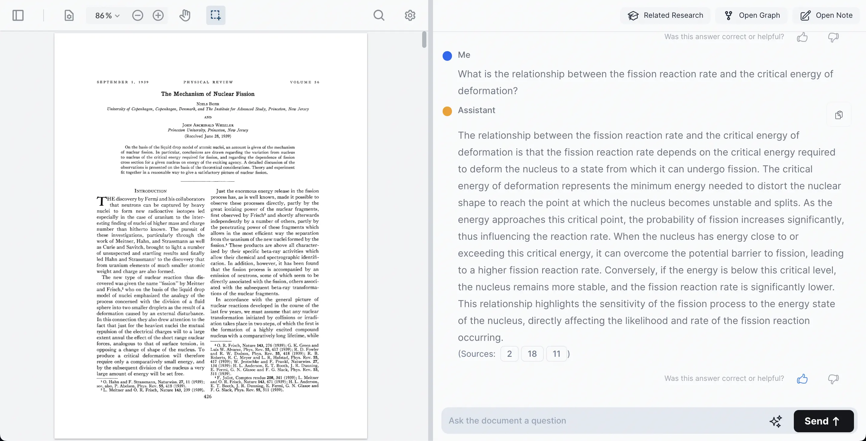 picture of document navigator with pdf viewer and chat section