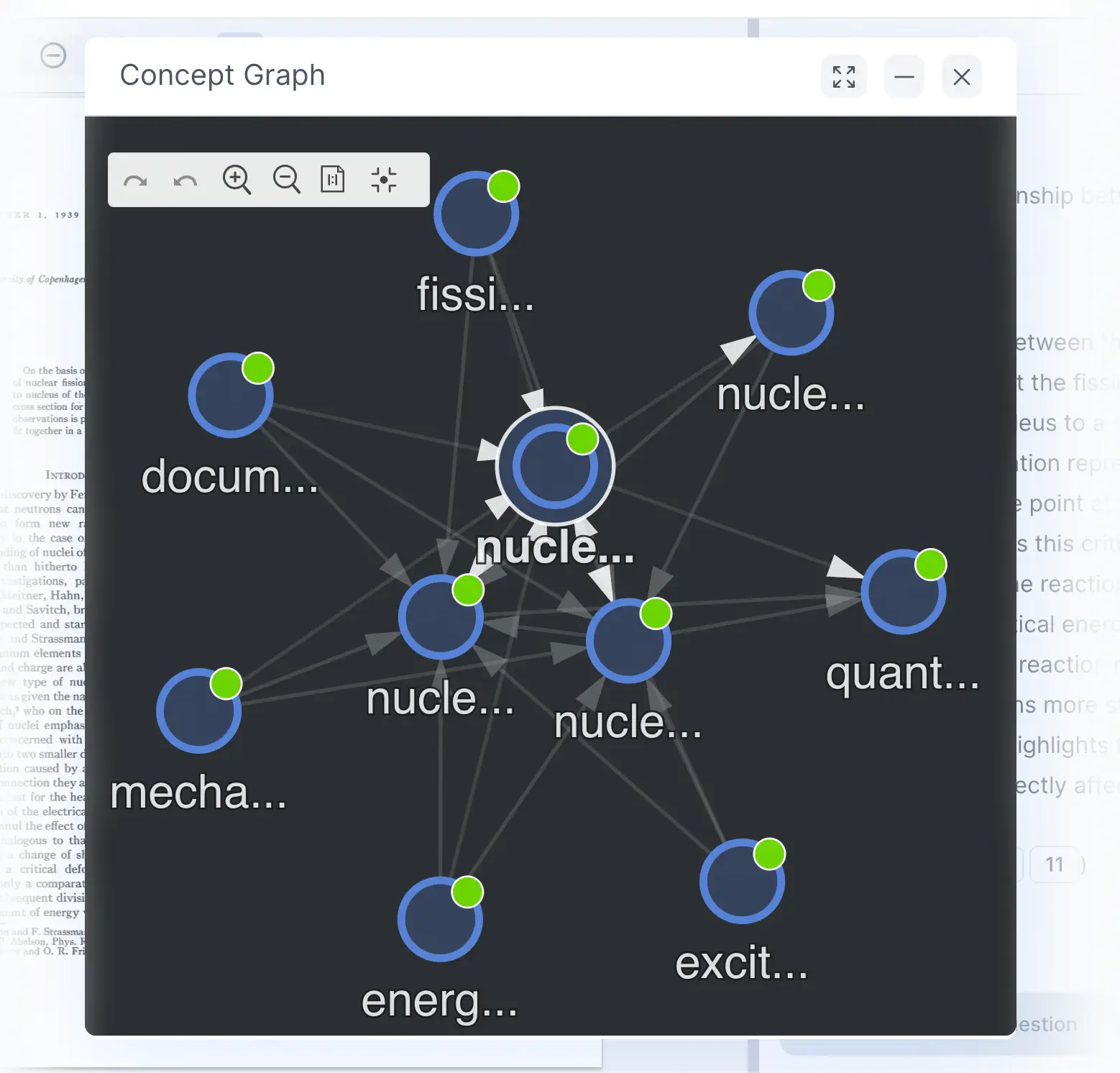 picture of concept map / concept graph window