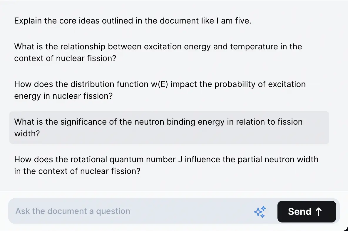 picture of chat section with generated question
